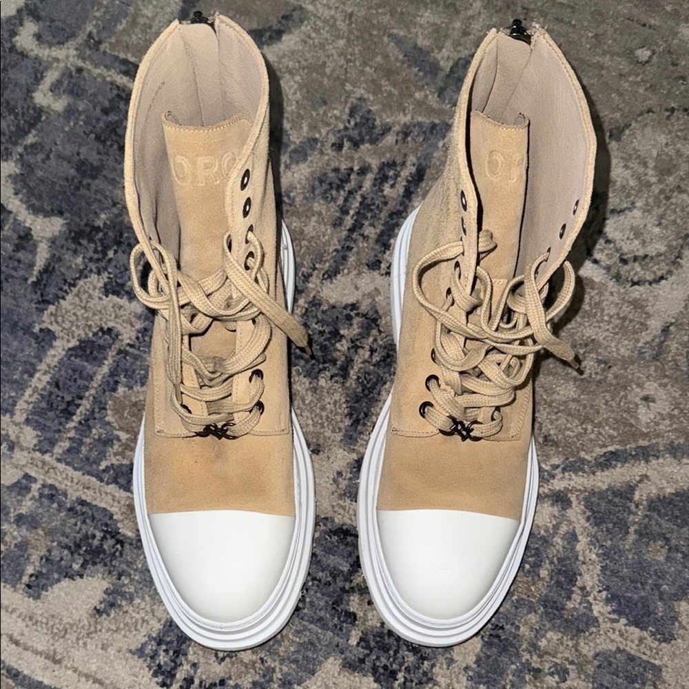 ORO THE DEVON BEIGE COMBAT BOOTS - Picture 2 of 10